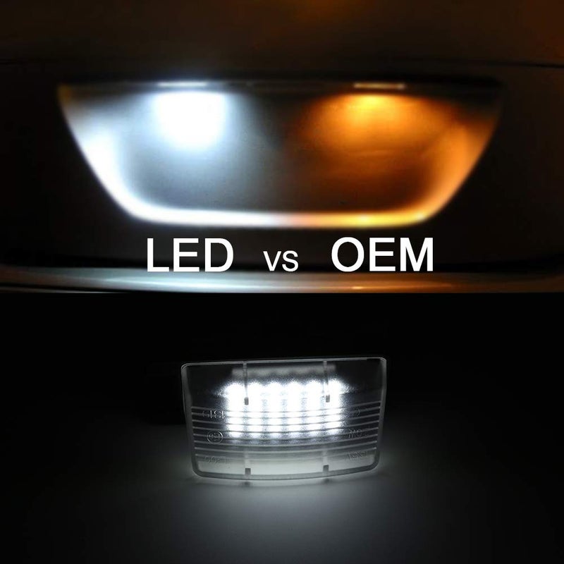 Gempro 2Pcs LED License Plate Light Lamp Assembly Replacement For Nissan 350z 370z GT-R Cube Leaf Sentra Versa 5D/4D Infiniti Q60 G35 G37 G25, Powered by 18SMD Xenon White LED Lights - Image 3